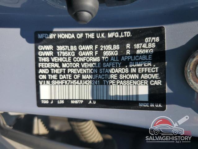 SHHFK7H54JU426241 2018 HONDA CIVIC photo no. 12
