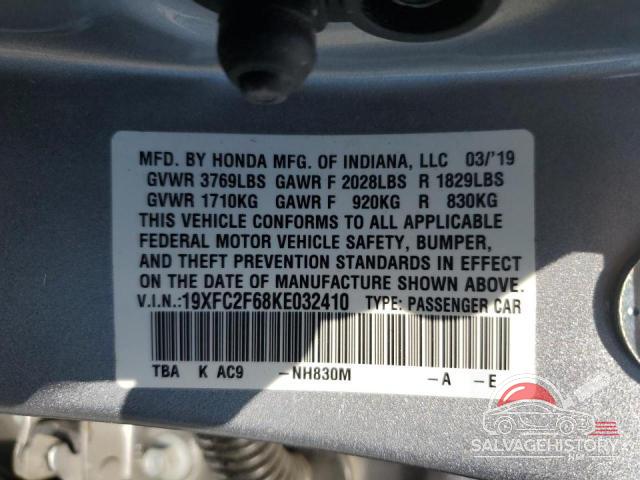 19XFC2F68KE032410 2019 HONDA CIVIC photo no. 12