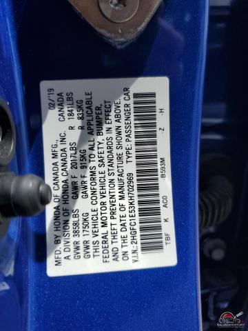2HGFC1E53KH702969 2019 HONDA CIVIC photo no. 13