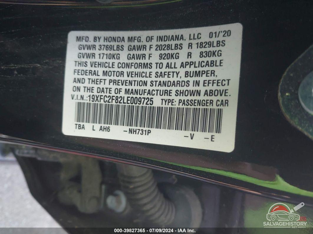 19XFC2F82LE009725 2020 HONDA CIVIC photo no. 9