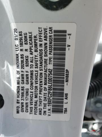 19XFC2F86LE007542 2020 HONDA CIVIC photo no. 12