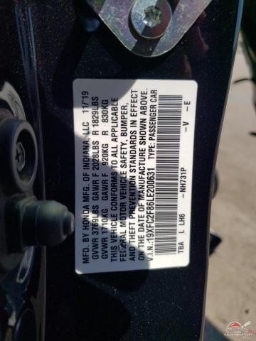 19XFC2F86LE200631 2020 HONDA CIVIC photo no. 12