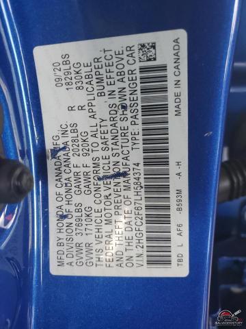 2HGFC2F67LH584374 2020 HONDA CIVIC photo no. 13