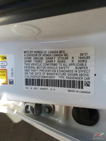 2HGFE2F56NH536837 2022 HONDA CIVIC photo no. 12