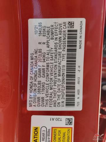 2HGFE2F56NH541519 2022 HONDA CIVIC photo no. 12