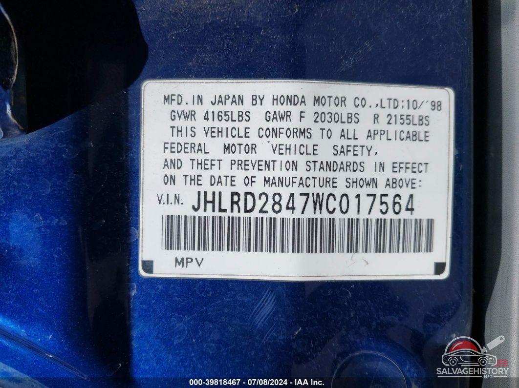 JHLRD2847WC017564 1998 HONDA CR-V photo no. 9