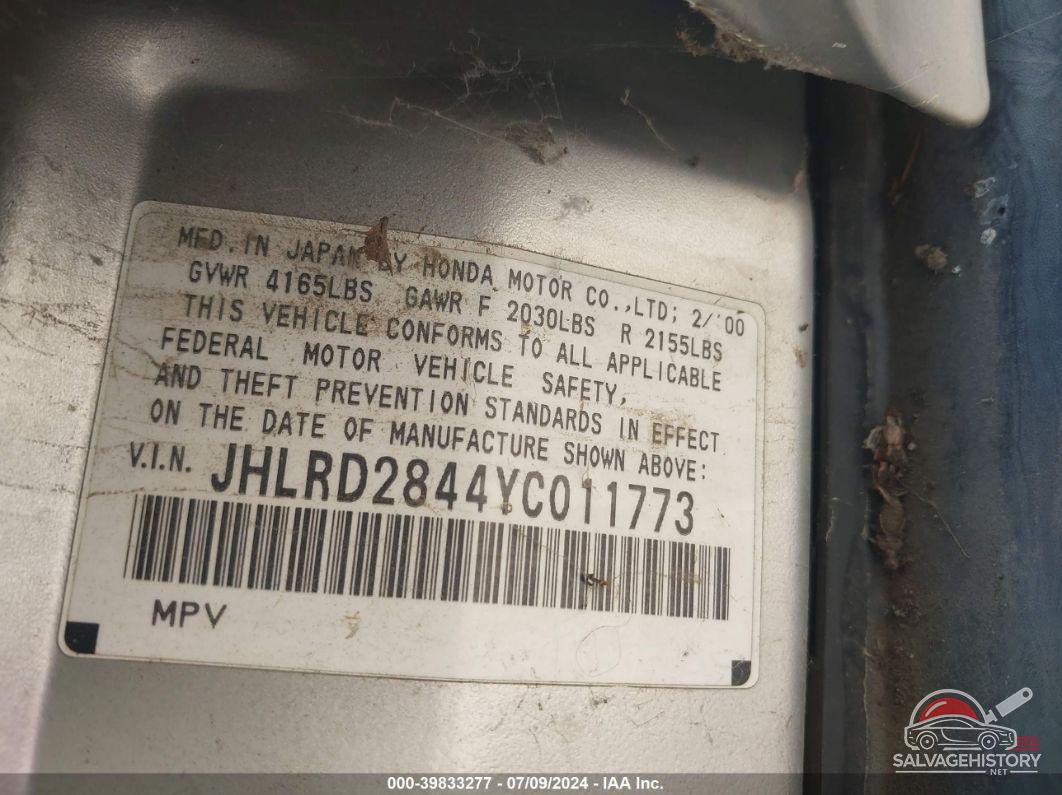 JHLRD2844YC011773 2000 HONDA CR-V photo no. 9