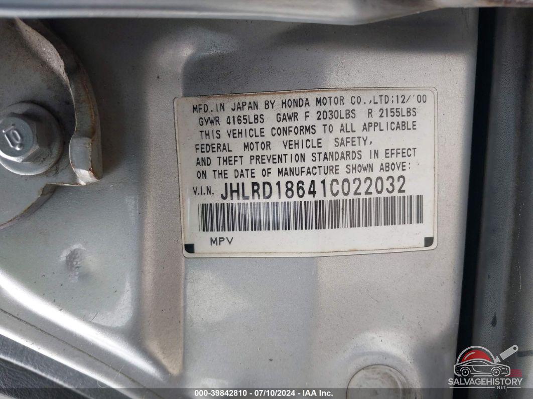 JHLRD18641C022032 2001 HONDA CR-V photo no. 9