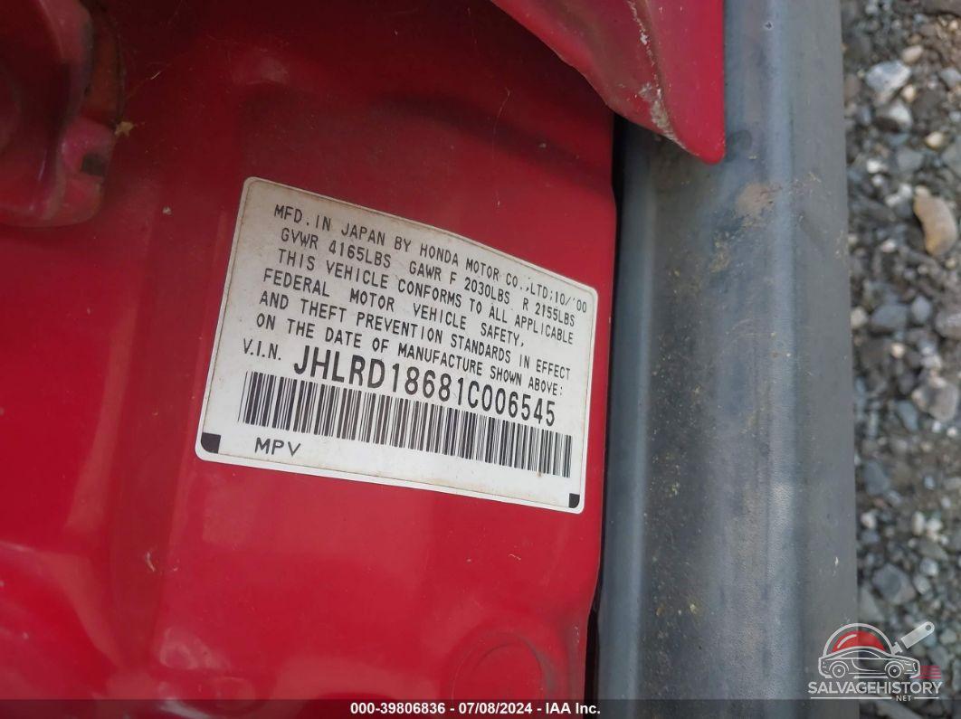 JHLRD18681C006545 2001 HONDA CR-V photo no. 9