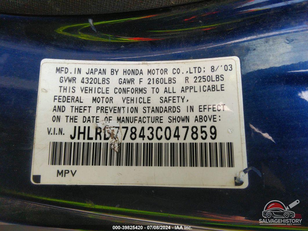 JHLRD77843C047859 2003 HONDA CR-V photo no. 9