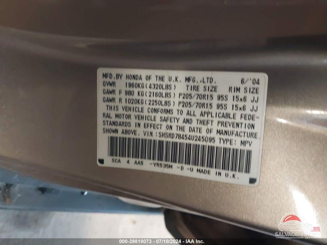 SHSRD78454U245095 2004 HONDA CR-V photo no. 9