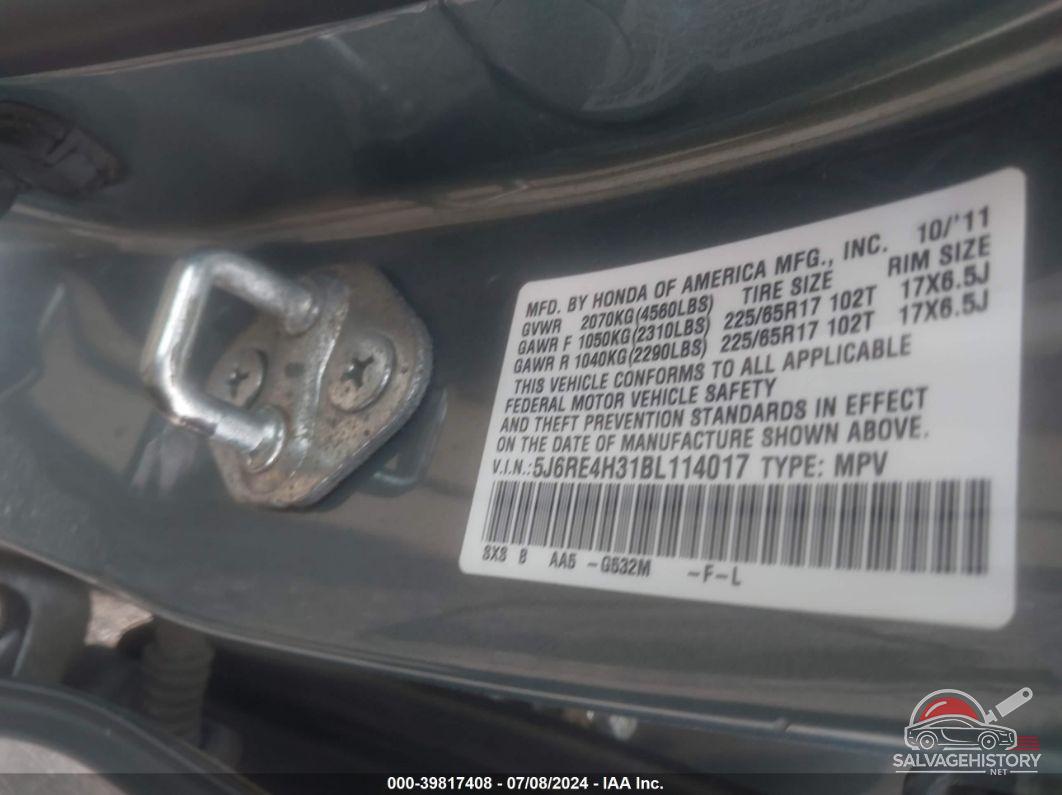 5J6RE4H31BL114017 2011 HONDA CR-V photo no. 9