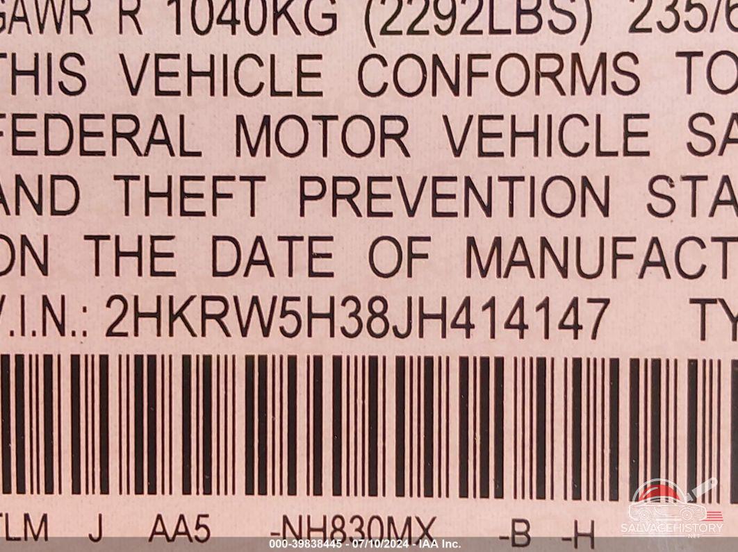 2HKRW5H38JH414147 2018 HONDA CR-V photo no. 9