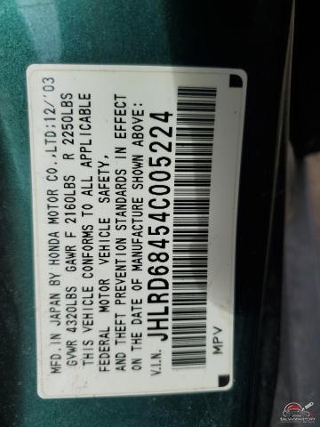 JHLRD68454C005224 2004 HONDA CRV photo no. 13
