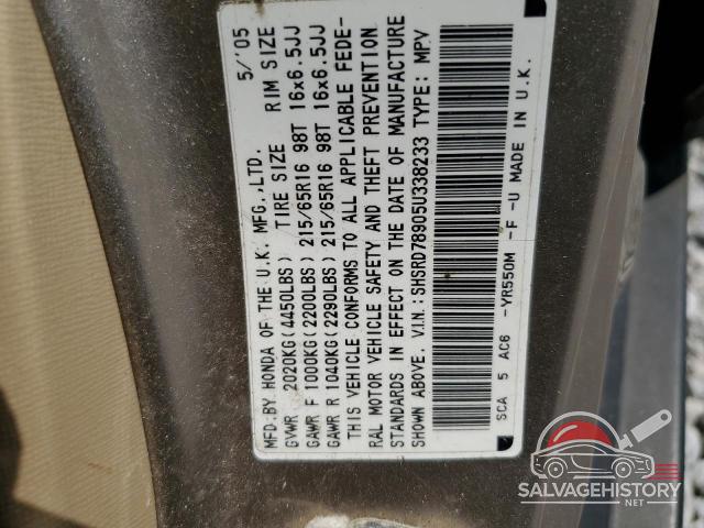 SHSRD78905U338233 2005 HONDA CRV photo no. 14