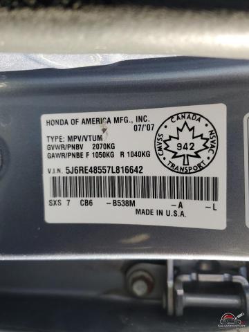 5J6RE48557L816642 2007 HONDA CRV photo no. 13