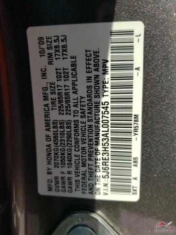 5J6RE3H53AL007545 2010 HONDA CRV photo no. 13