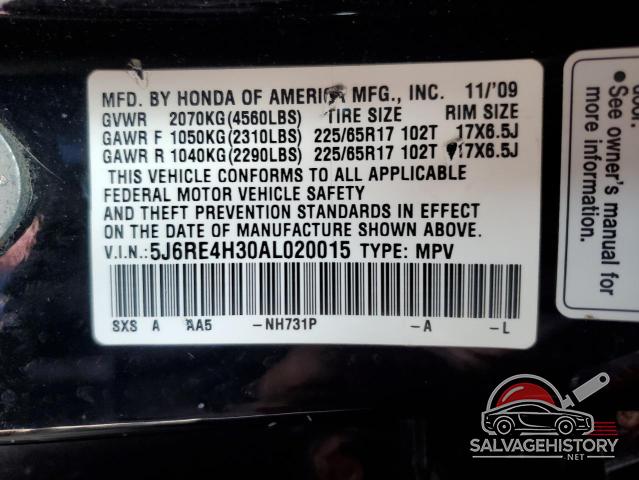 5J6RE4H30AL020015 2010 HONDA CRV photo no. 12