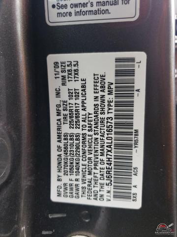 5J6RE4H7XAL016573 2010 HONDA CRV photo no. 13