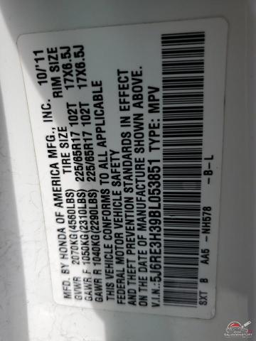 5J6RE3H39BL053851 2011 HONDA CRV photo no. 14
