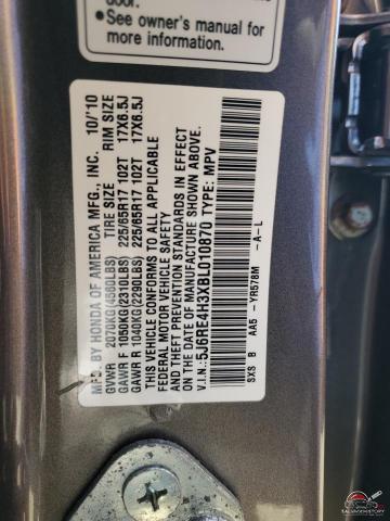 5J6RE4H3XBL010870 2011 HONDA CRV photo no. 13