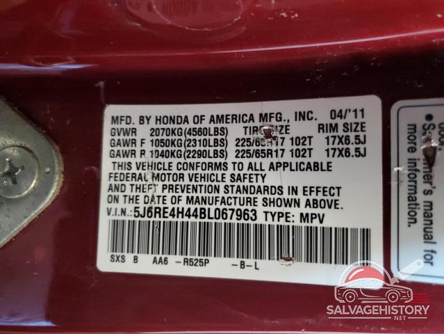 5J6RE4H44BL067963 2011 HONDA CRV photo no. 13