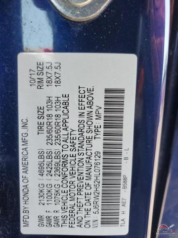 5J6RW2H52HL076129 2017 HONDA CRV photo no. 14