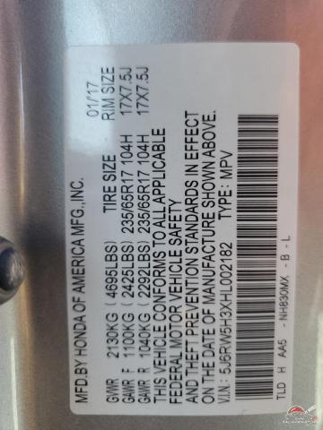 5J6RW5H3XHL002182 2017 HONDA CRV photo no. 14