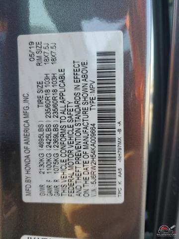 5J6RW2H54KA009664 2019 HONDA CRV photo no. 13