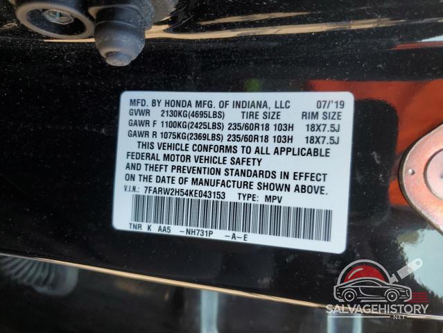 7FARW2H54KE043153 2019 HONDA CRV photo no. 13