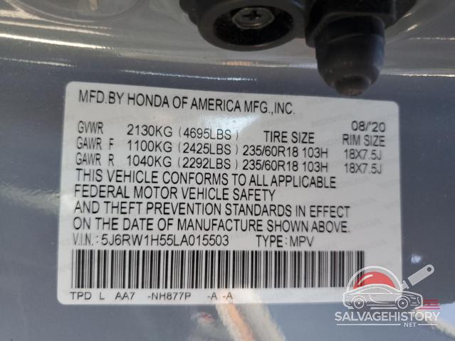 5J6RW1H55LA015503 2020 HONDA CRV photo no. 12