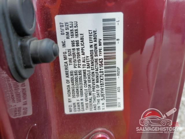 5J6YH187X7L011643 2007 HONDA ELEMENT photo no. 12