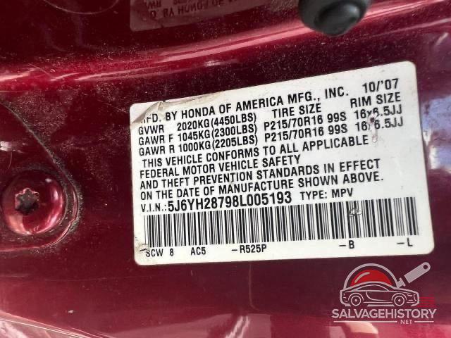 5J6YH28798L005193 2008 HONDA ELEMENT photo no. 10