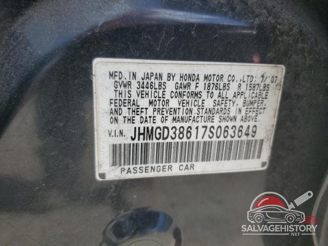 JHMGD38617S063649 2007 HONDA FIT photo no. 12