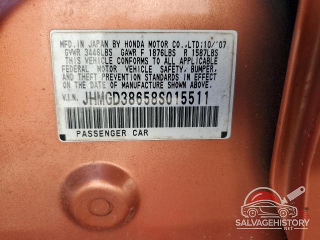 JHMGD38658S015511 2008 HONDA FIT photo no. 12