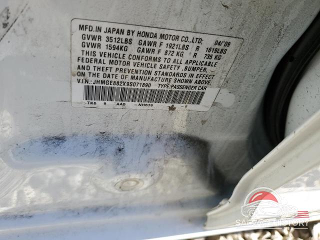 JHMGE882X9S071890 2009 HONDA FIT photo no. 12