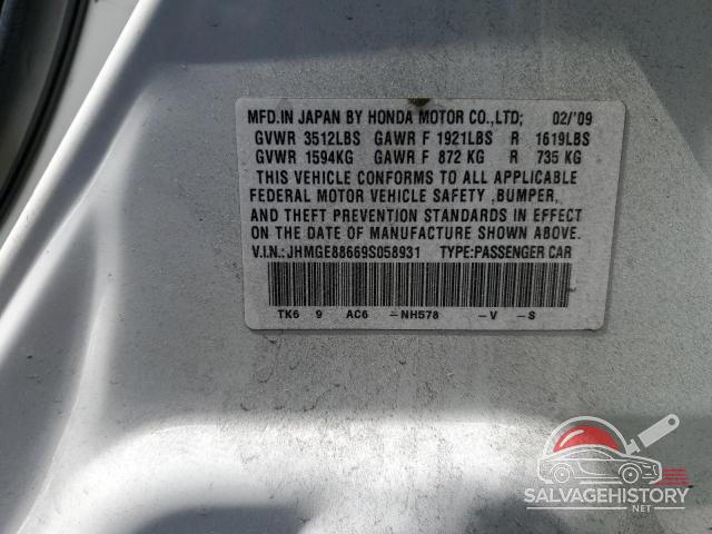 JHMGE88669S058931 2009 HONDA FIT photo no. 12