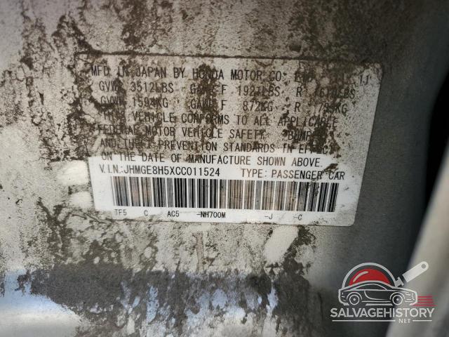 JHMGE8H5XCC011524 2012 HONDA FIT photo no. 12