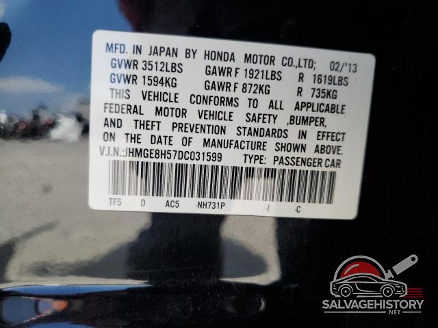 JHMGE8H57DC031599 2013 HONDA FIT photo no. 12