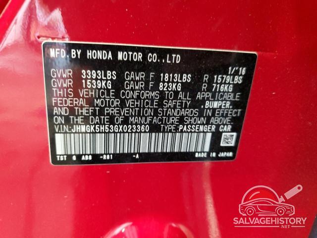 JHMGK5H53GX023360 2016 HONDA FIT photo no. 12