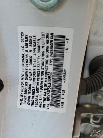19XZE4F54LE009802 2020 HONDA INSIGHT photo no. 12
