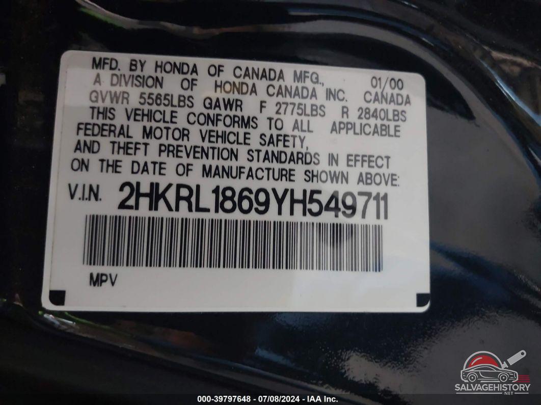 2HKRL1869YH549711 2000 HONDA ODYSSEY photo no. 9
