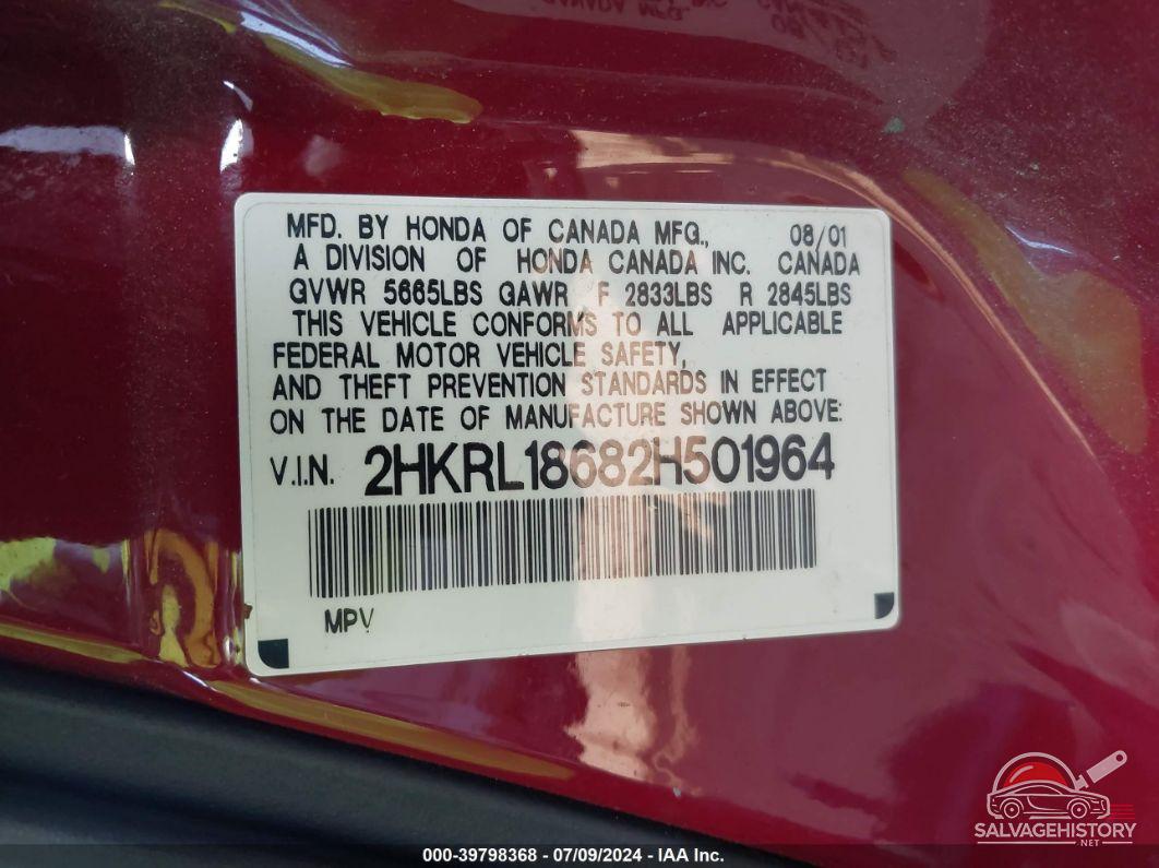 2HKRL18682H501964 2002 HONDA ODYSSEY photo no. 9