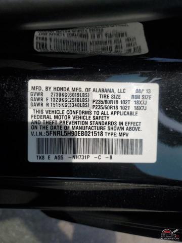 5FNRL5H90EB021518 2014 HONDA ODYSSEY photo no. 13