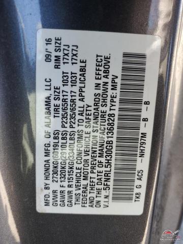 5FNRL5H30GB136828 2016 HONDA ODYSSEY photo no. 14