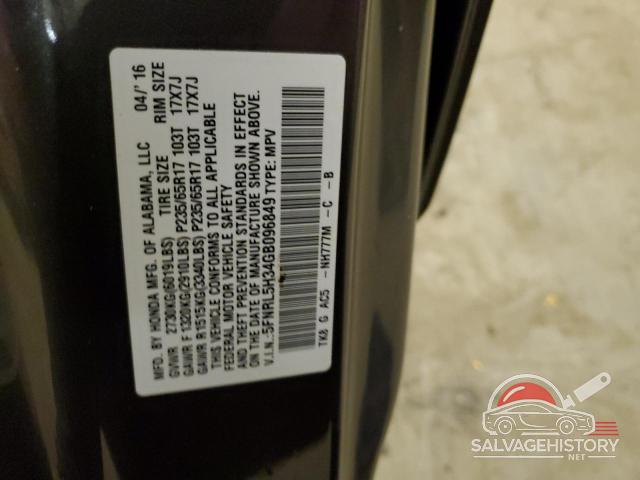 5FNRL5H34GB096849 2016 HONDA ODYSSEY photo no. 13
