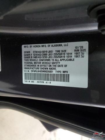 5FNRL6H85MB026001 2021 HONDA ODYSSEY photo no. 14