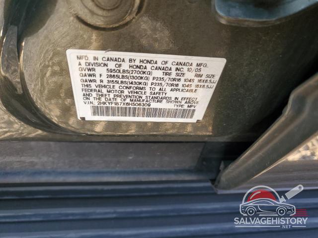 2HKYF187X6H506309 2006 HONDA PILOT photo no. 12