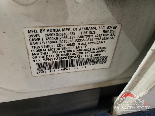 5FNYF28628B024237 2008 HONDA PILOT photo no. 13