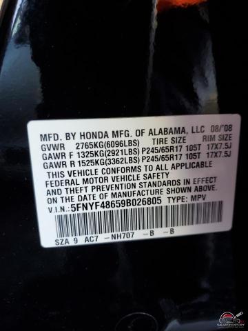5FNYF48659B026805 2009 HONDA PILOT photo no. 13